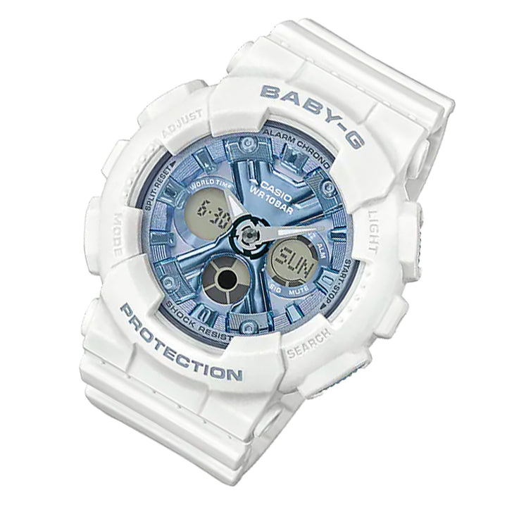 Casio BABY-G White Resin Band Blue Dial Analogue-Digital Women's Watch - BA130-7A2