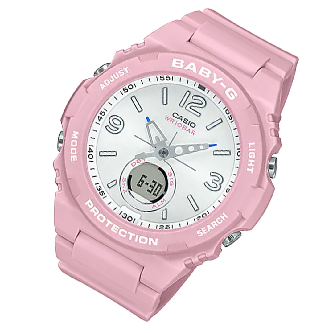 Casio BABY-G Pink Resin Silver White Dial Analogue-Digital Women's Watch - BGA260SC-4A