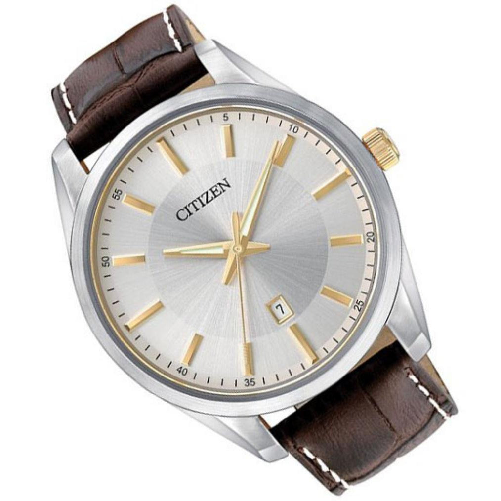 Citizen Gents Brown Leather Quartz Men's Watch - BI1038-01A