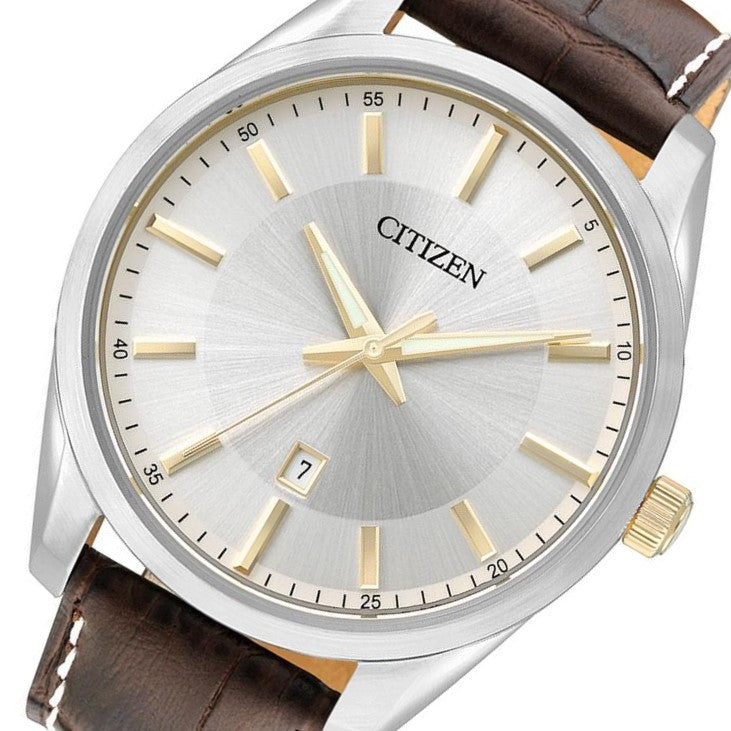 Citizen Gents Brown Leather Quartz Men's Watch - BI1038-01A