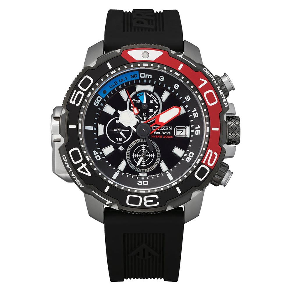 Citizen Promaster Marine Black Band Eco-Drive Men's Chrono Watch - BJ2167-03E