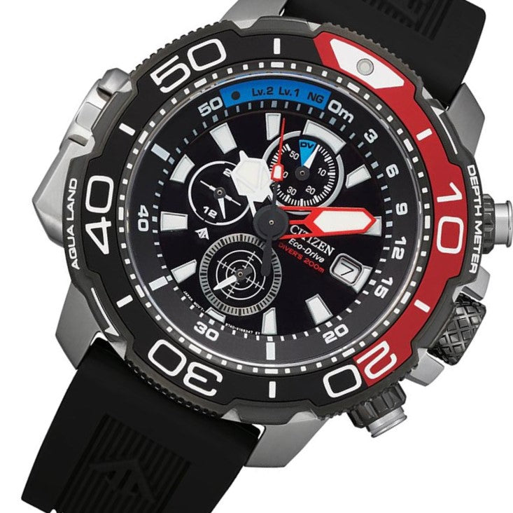 Citizen Promaster Marine Black Band Eco-Drive Men's Chrono Watch - BJ2167-03E