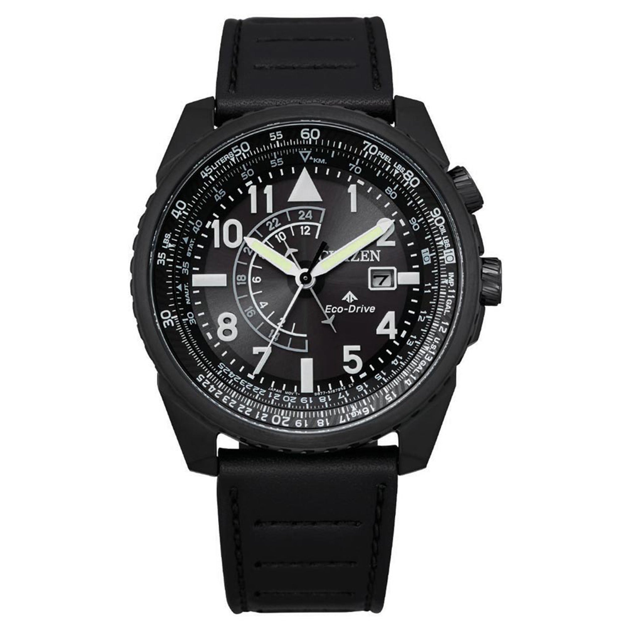Citizen Black Leather Eco-Drive Men's Watch - BJ7135-02E