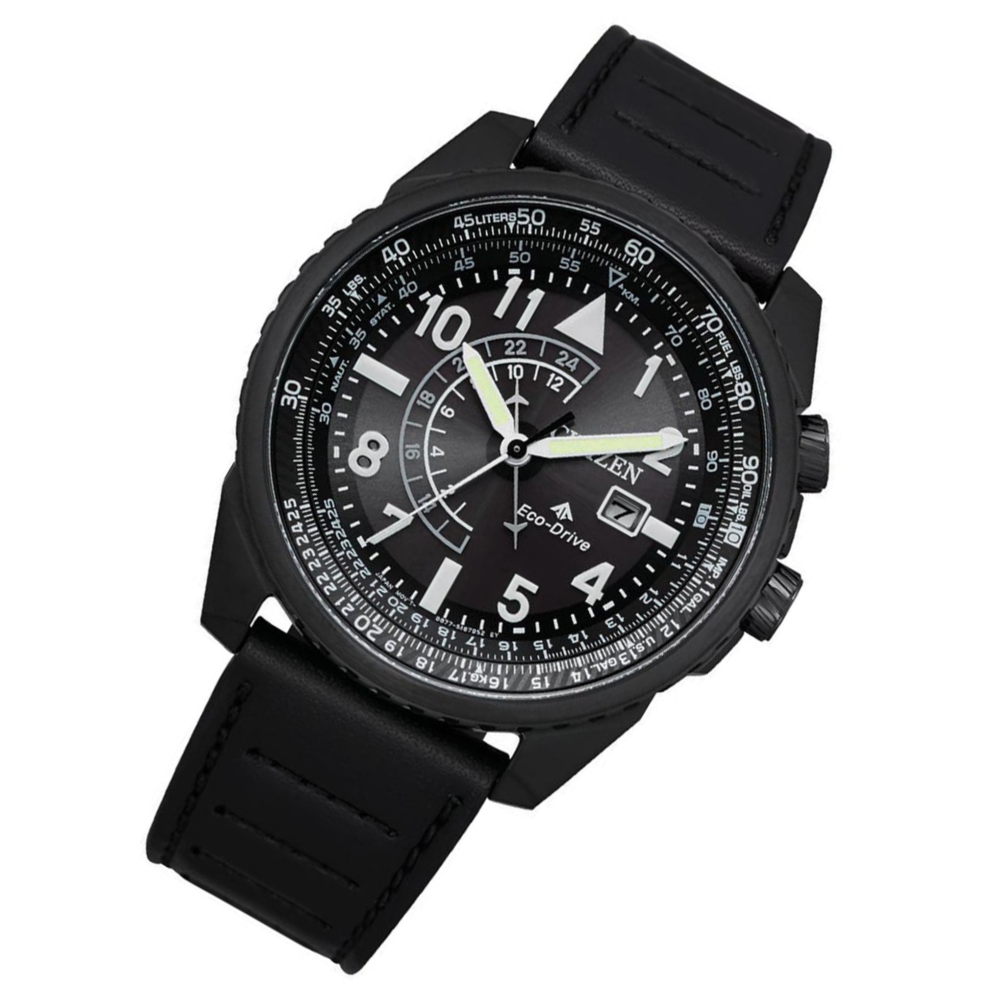 Citizen Promaster Sky Eco-Drive Black Leather Solar Men's Watch - BJ7135-02E