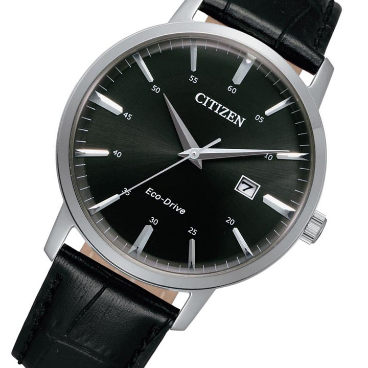Citizen Black Leather Men's Solar Watch - BM7460-11E