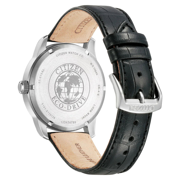 Citizen Black Leather White Dial Solar Men's Watch - BM8550-14A