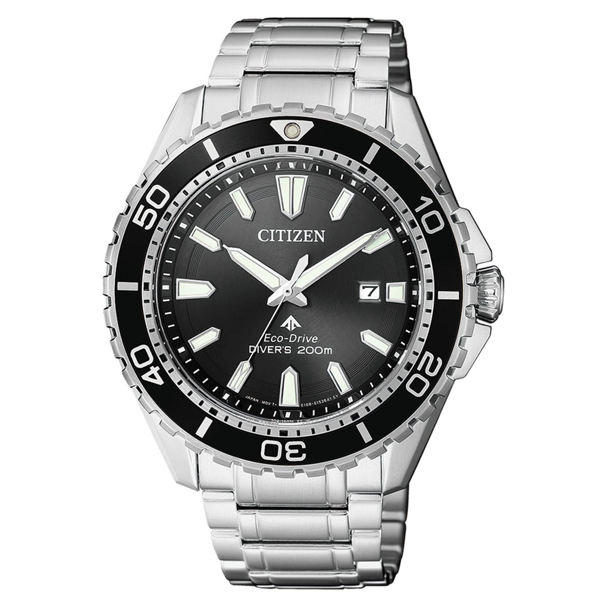 Citizen Stainless Steel Eco-Drive Black Dial Men's Watch - BN0190-82E