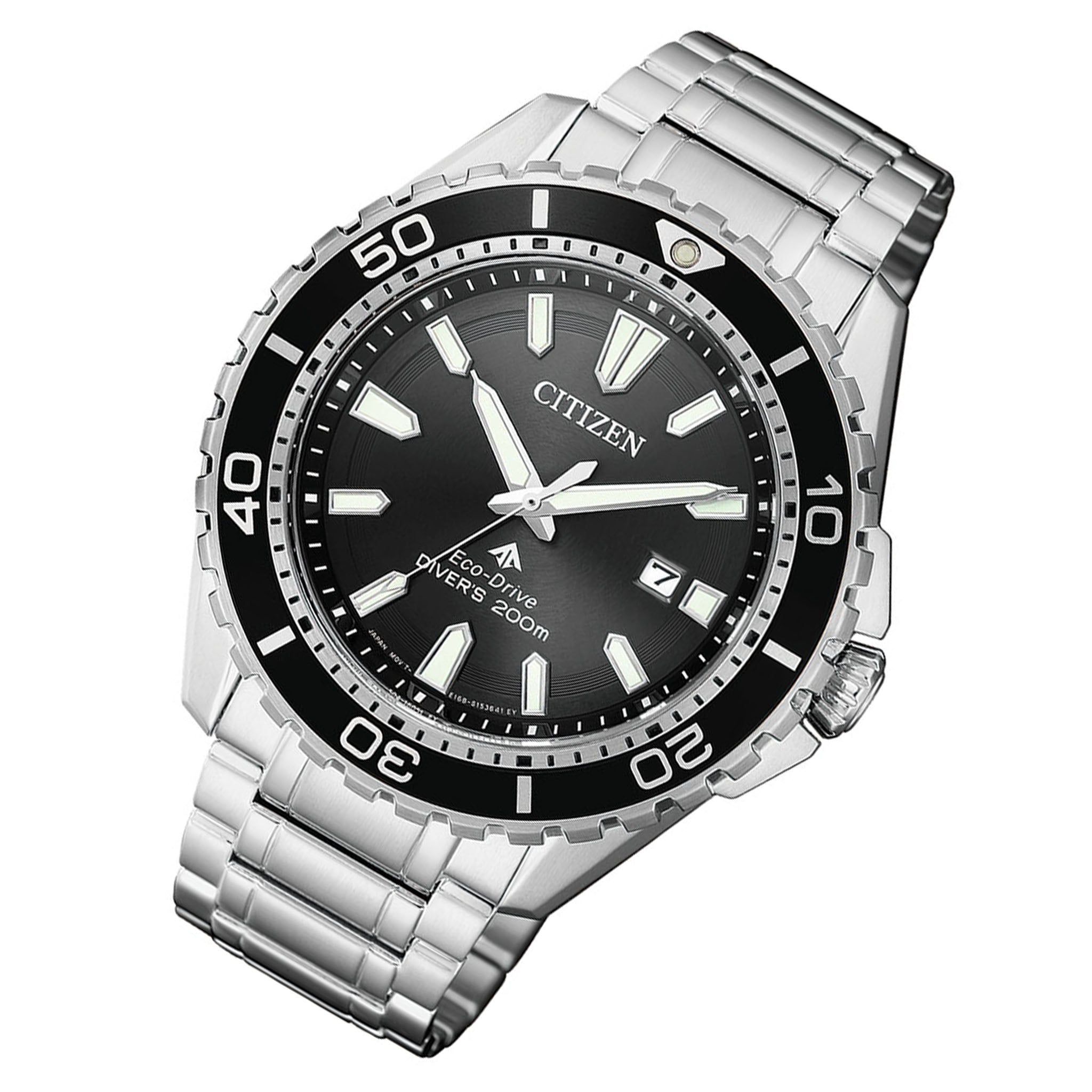 Citizen Eco-Drive Stainless Steel Black Dial Solar Men's Watch - BN0190-82E