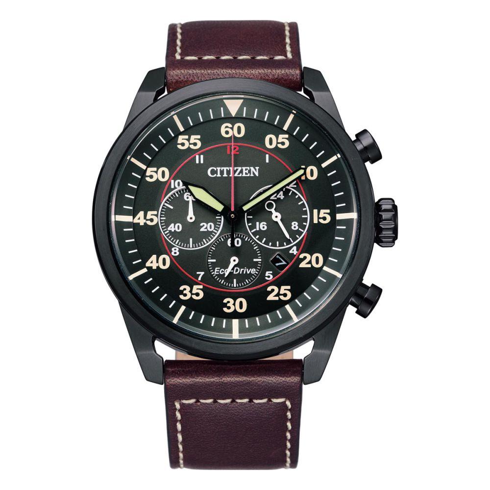 Citizen  Brown Leather Men's Solar Watch - CA4218-14E