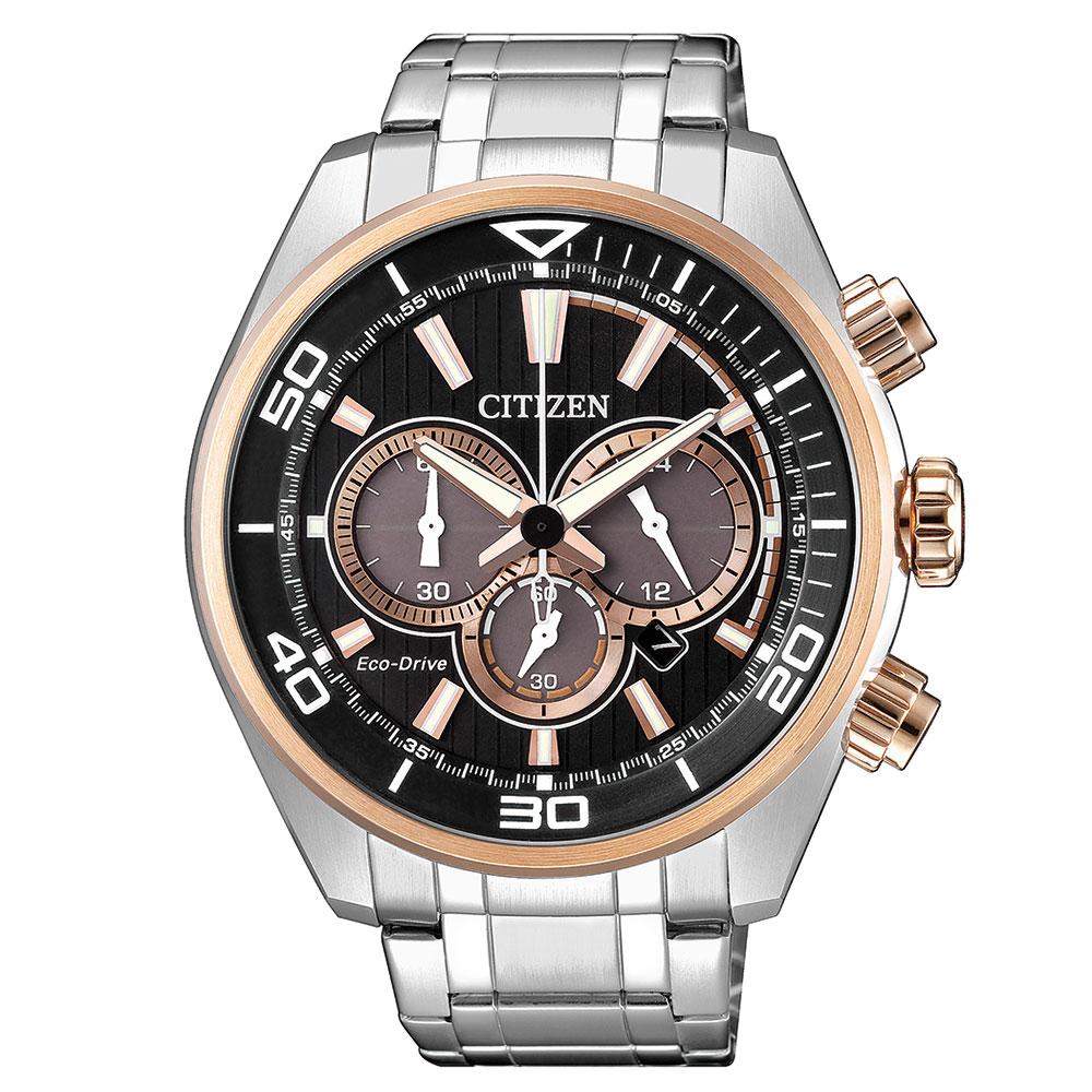 Citizen Gents Chronograph Eco-Drive Steel Watch - CA4336-85E