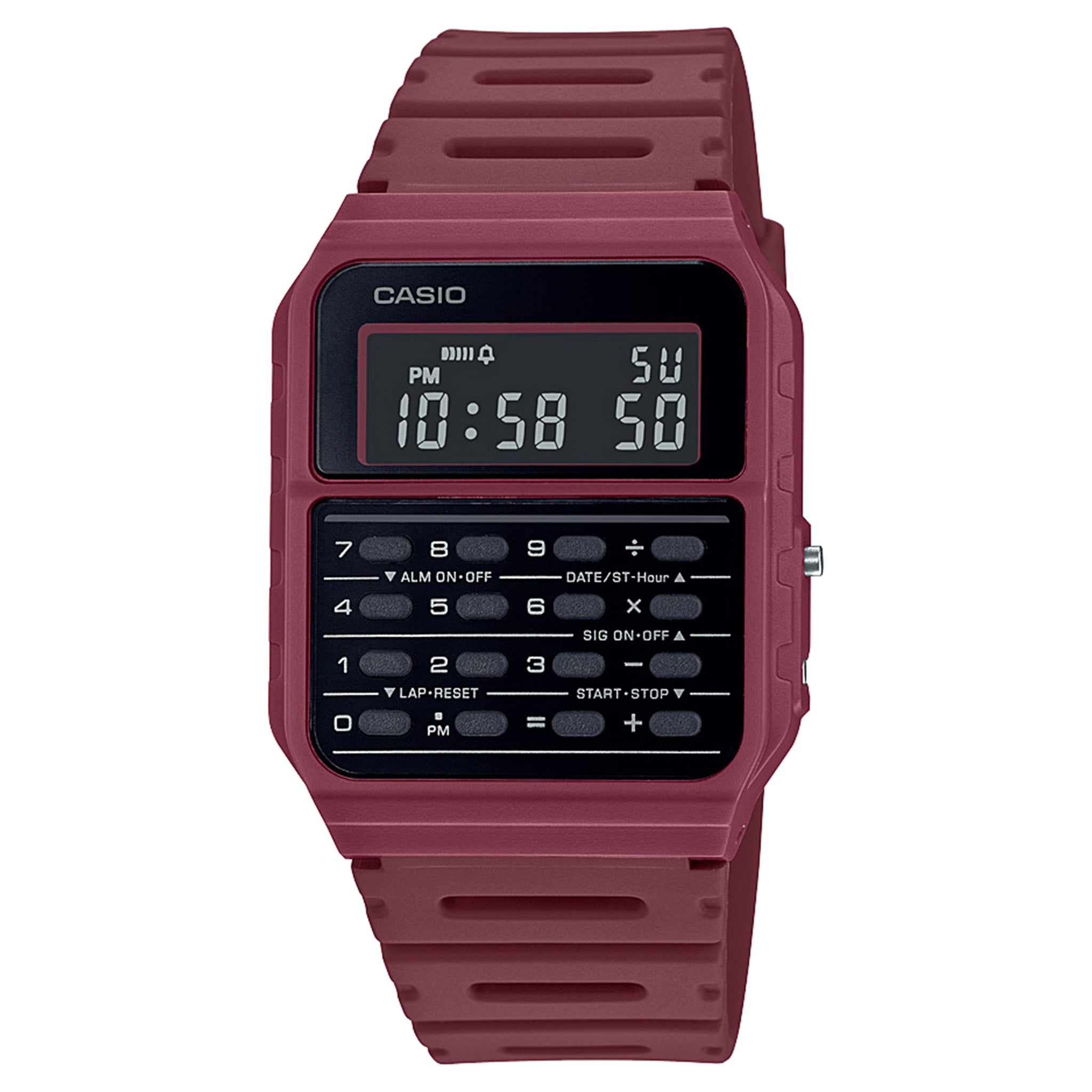 Casio Vintage Calculator Red Resin Digital Men's Watch - CA53WF-4B