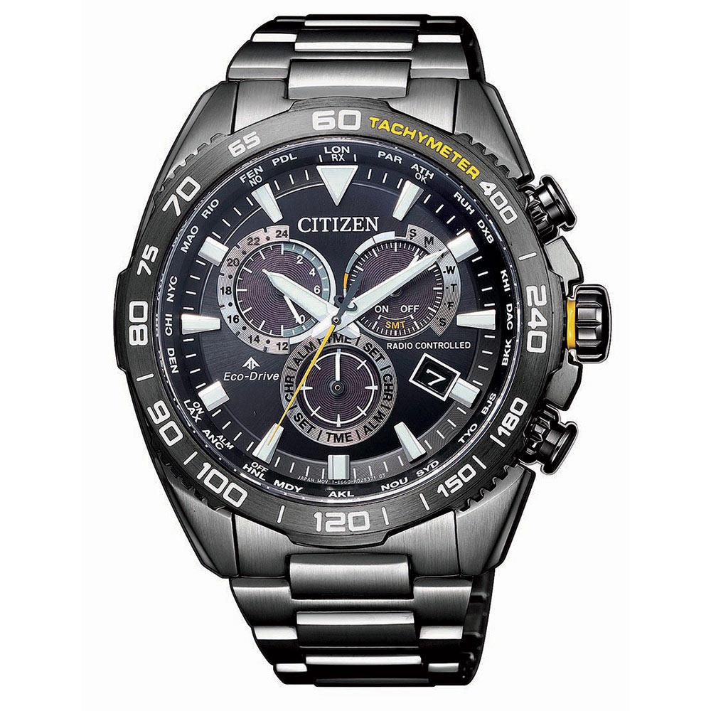Citizen Promaster Black Steel Men's Eco-Drive Watch - CB5037-84E