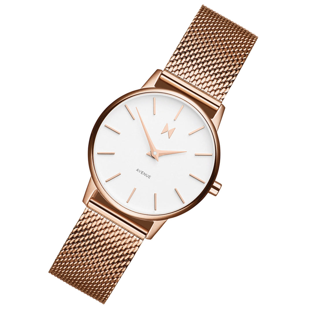 MVMT  Gold Steel Mesh White Dial Women's Slim Watch - DMA01RGWM