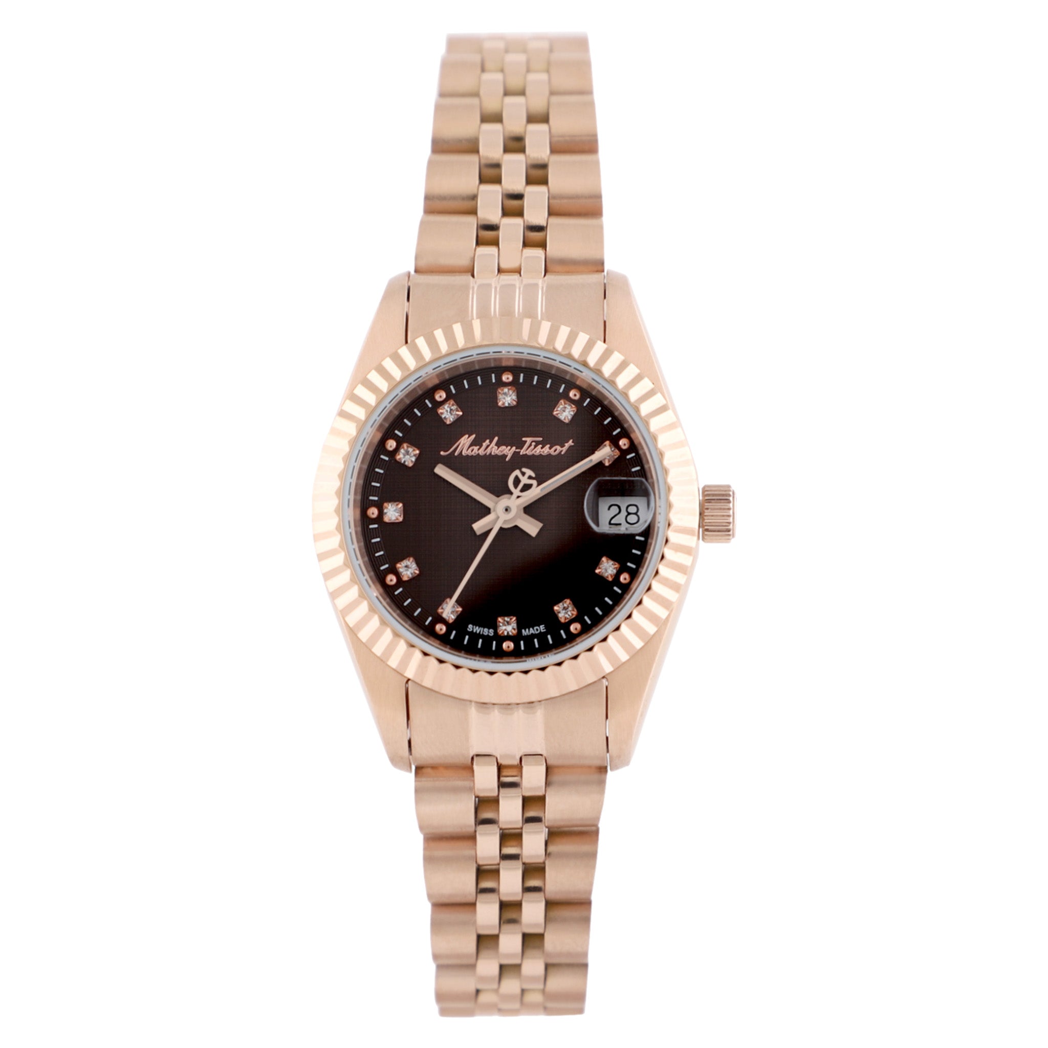 Mathey-Tissot Rose Gold Steel Brown Dial Women's Watch - D710PRM