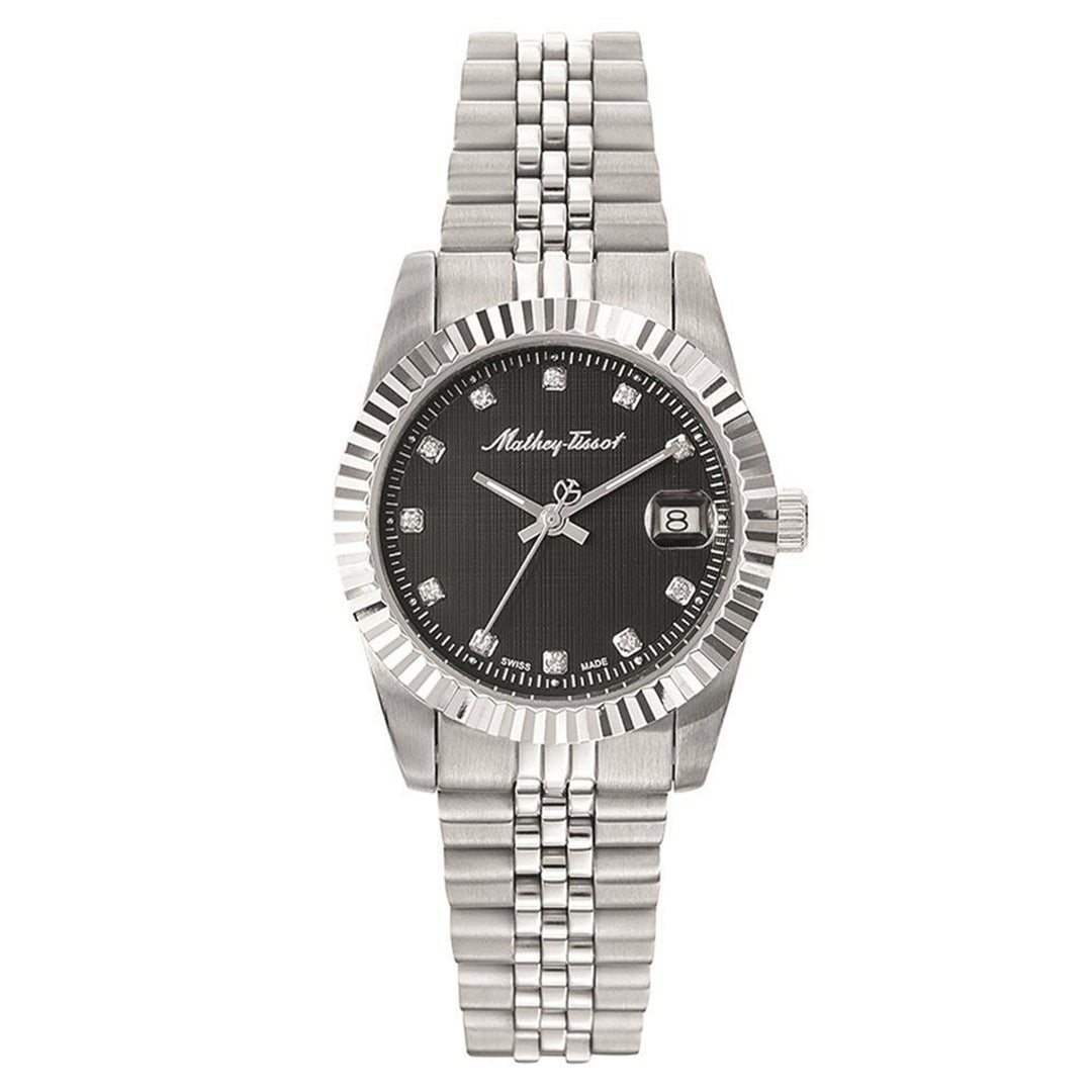 Mathey-Tissot Mathy III Stainless Steel Black Dial Swiss Made Women's Watch - D810AN