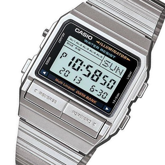 Casio Retro Men's Silver Data Bank Watch - DB380-1DF