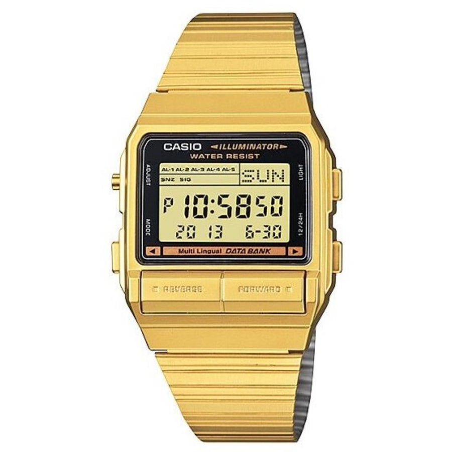 Casio Data Bank Telememo Gold Stainless Steel Watch - DB380G-1DF