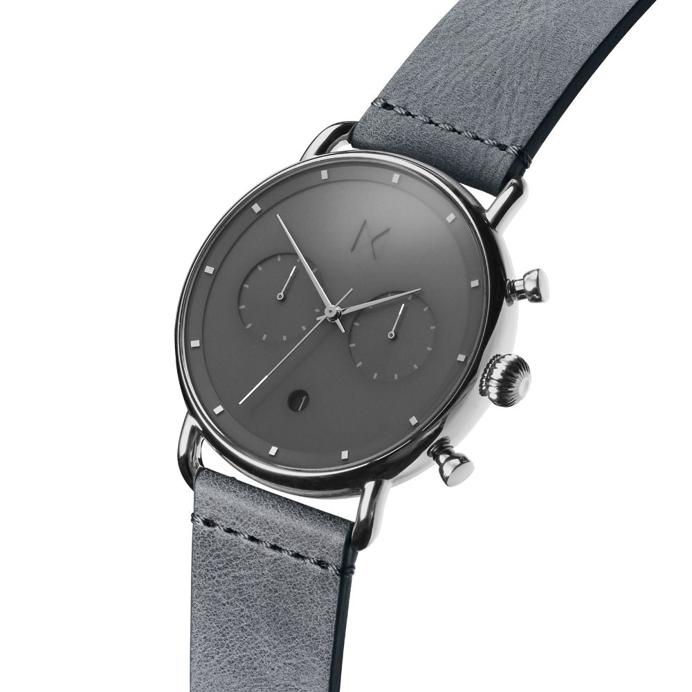 MVMT Blacktop Grey Leather Men's Chrono Watch - DBT01SGR