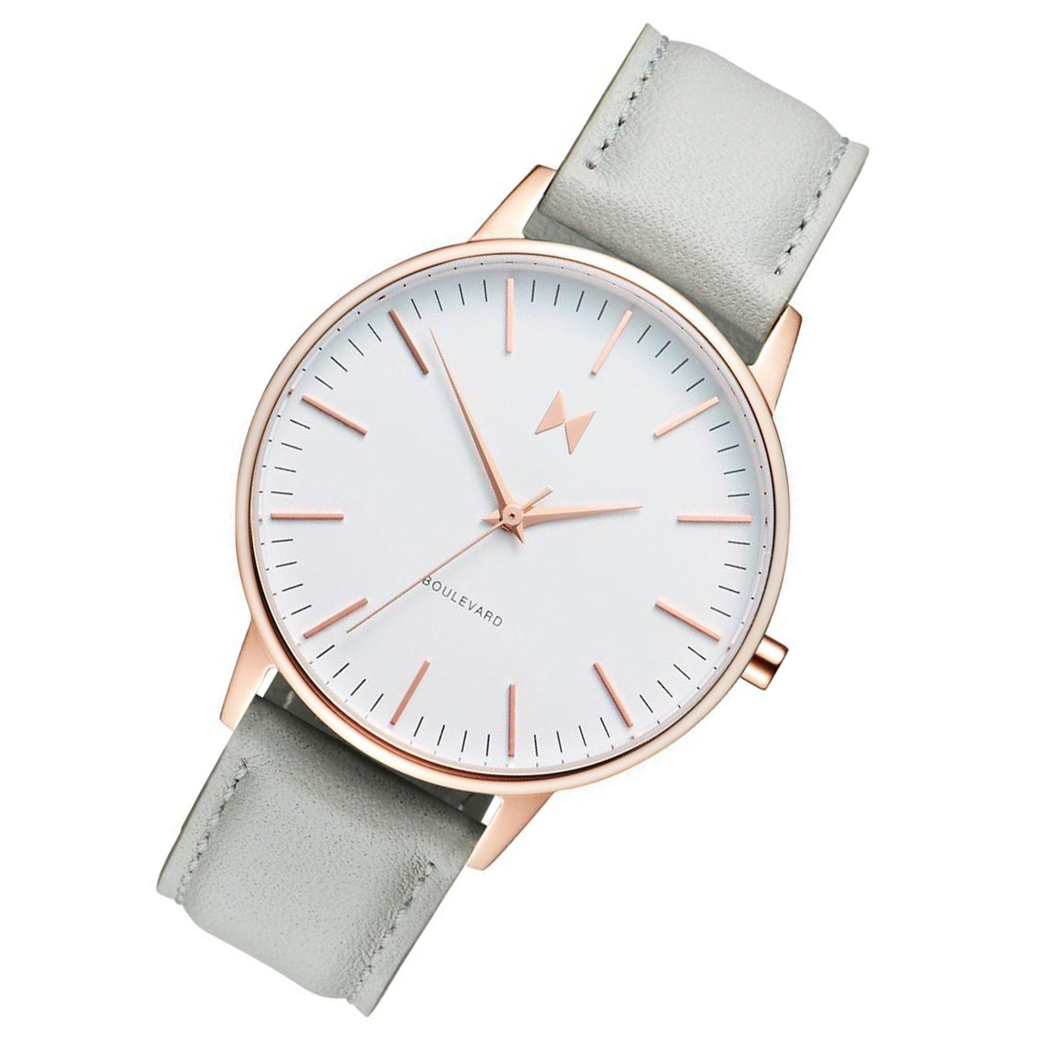 MVMT Boulevard Grey Leather Ladies Slim Watch DMB01RGGR