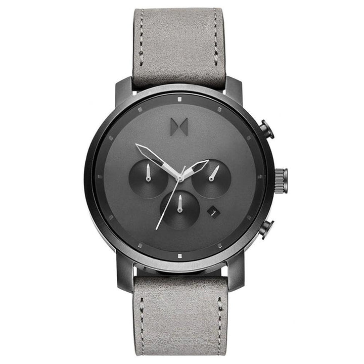 MVMT Chrono Grey Leather Men's Watch - DMC01BBLGR