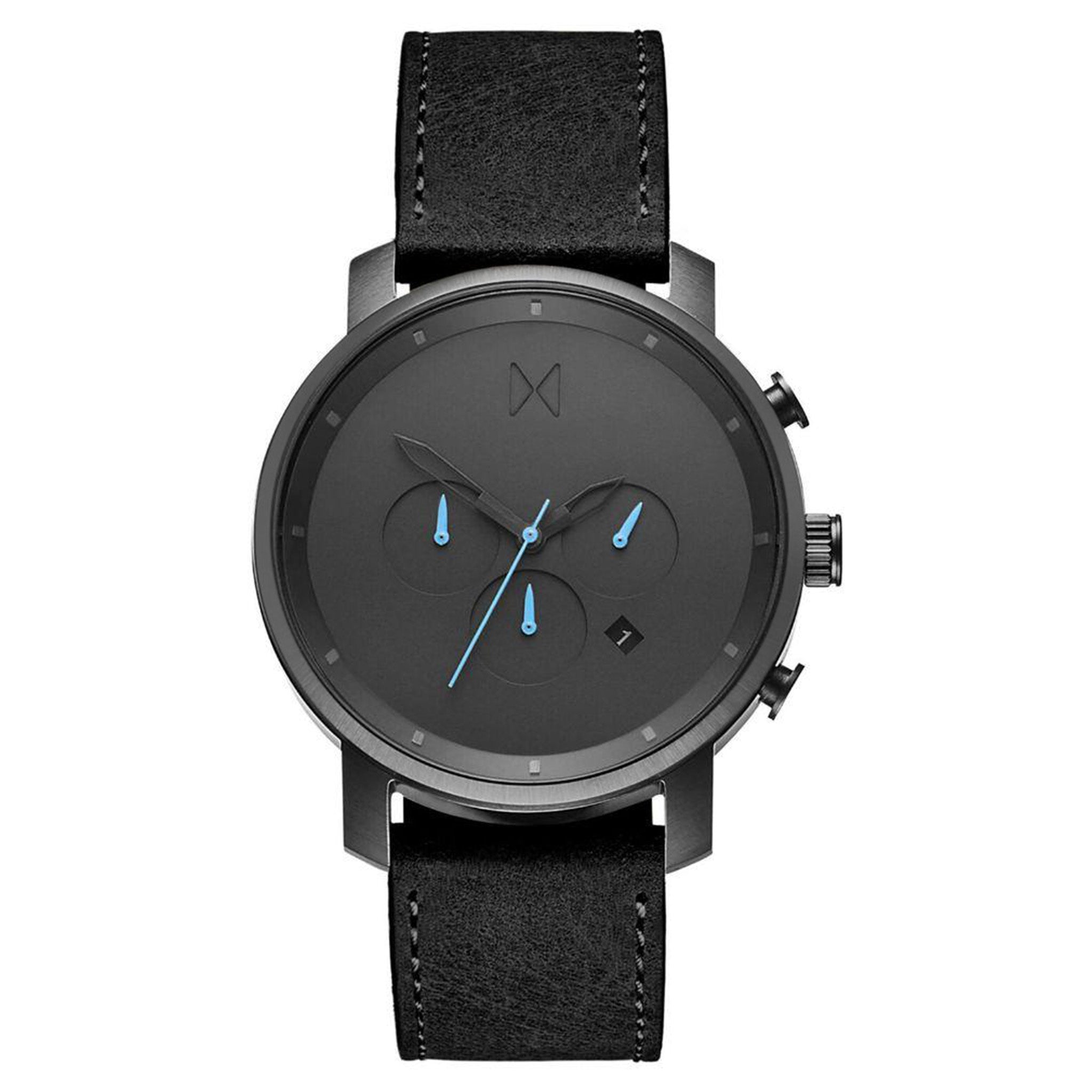 MVMT Chronograph Black Leather Men's Watch - DMC01GUBL