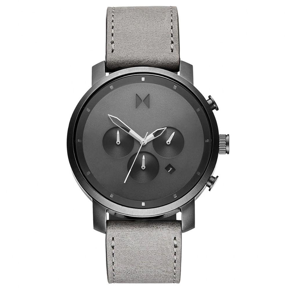 MVMT Chrono Grey Leather Men's Watch - DMC02BBLGR