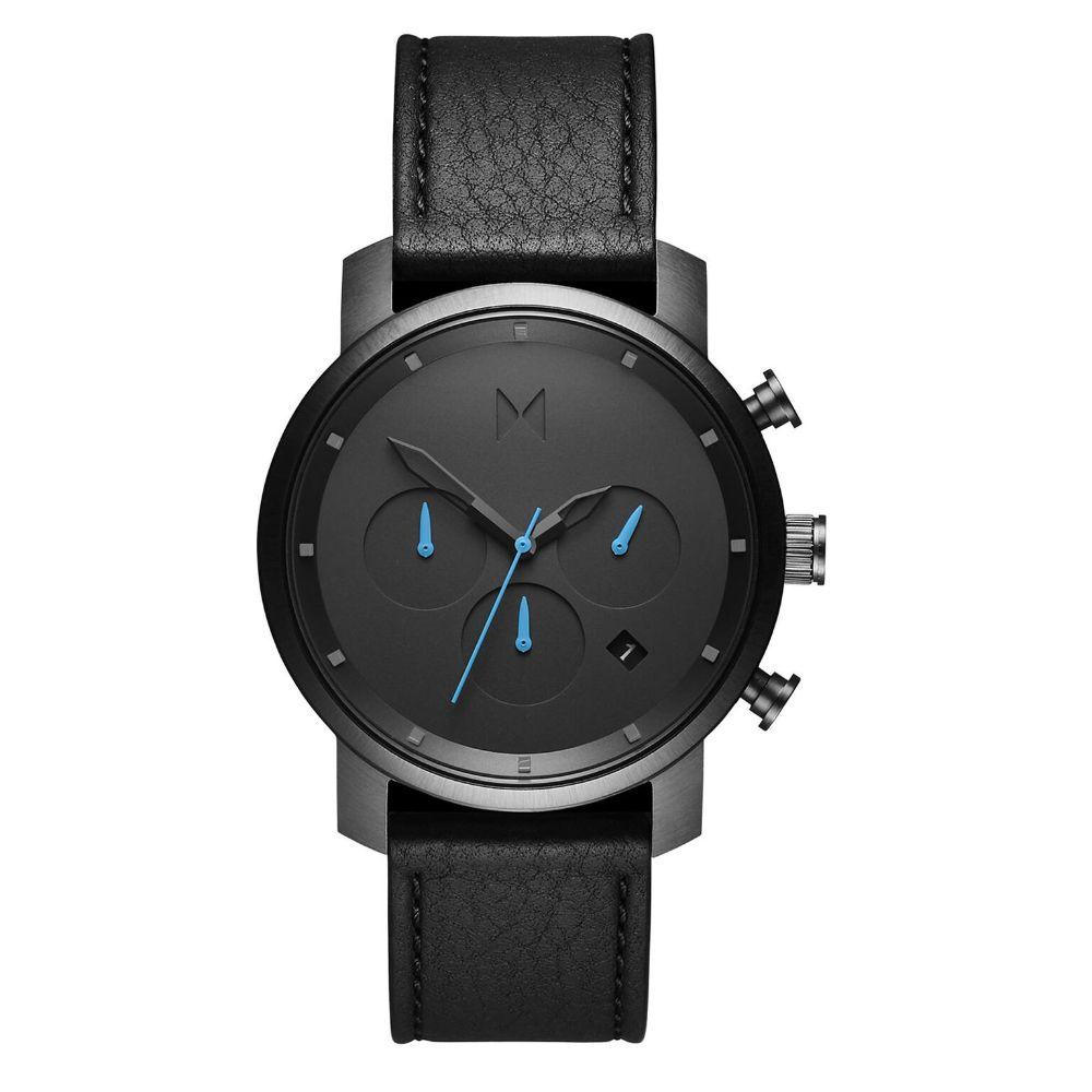 MVMT Chrono 40MM Black Leather Men's Watch - DMC02GUBL