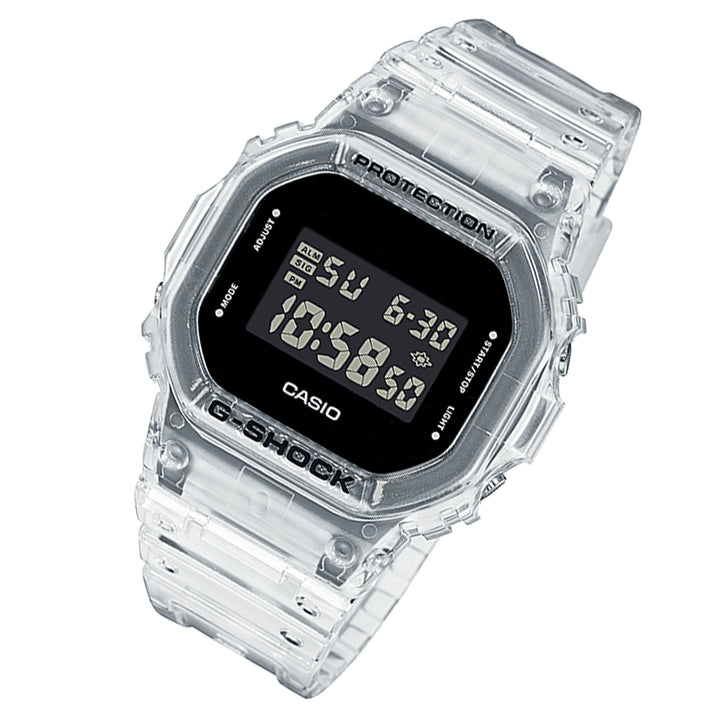 Casio G-SHOCK Clear Resin Black Dial Digital Men's Watch - DW5600SKE-7D