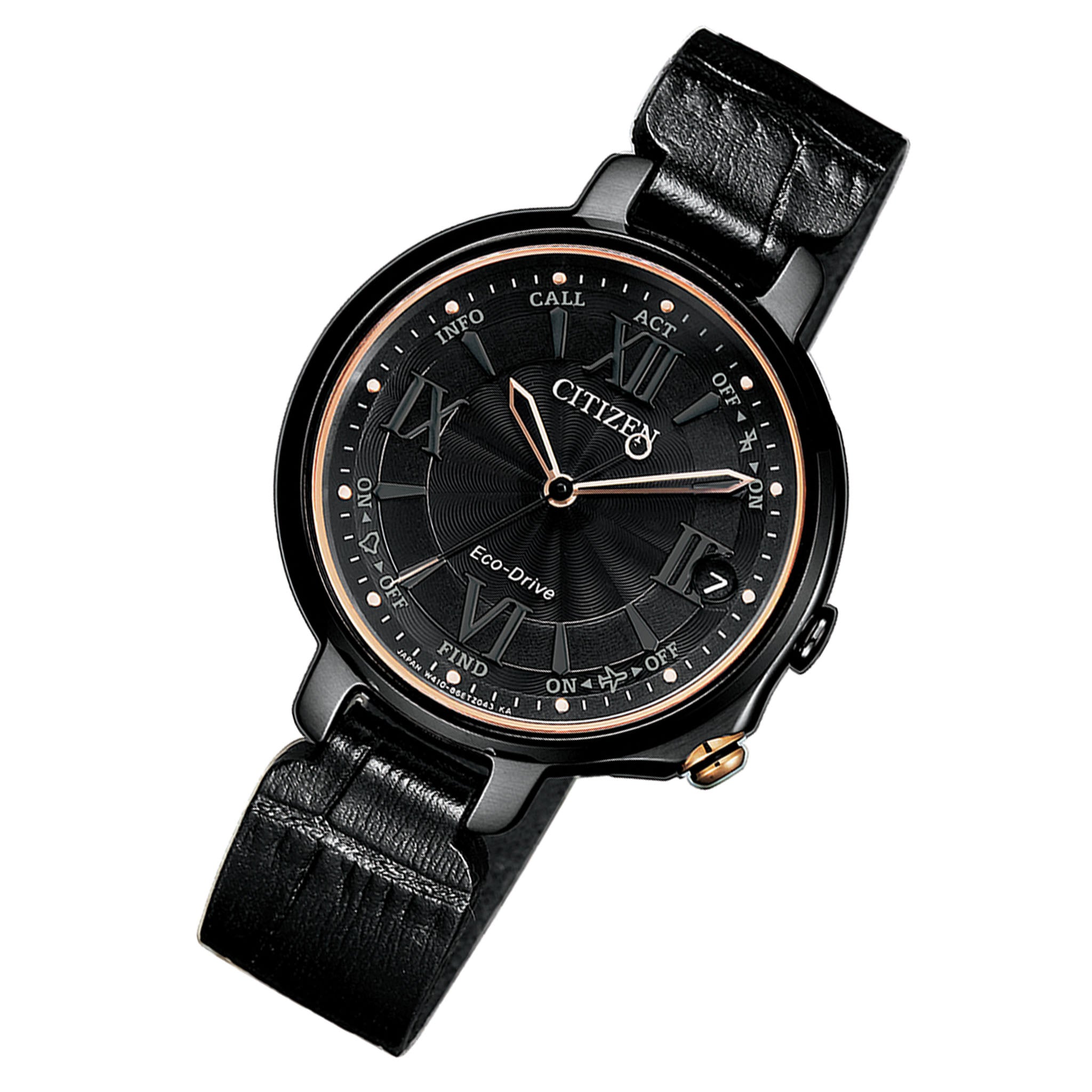 Citizen Bluetooth Eco-Drive Black Leather Solar Women's Watch - EE4055-17E