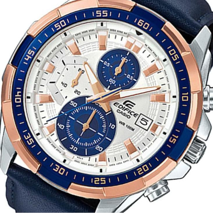 Casio Edifice Navy Leather Multi-functional Men's Chrono Watch - EFR539L-7C