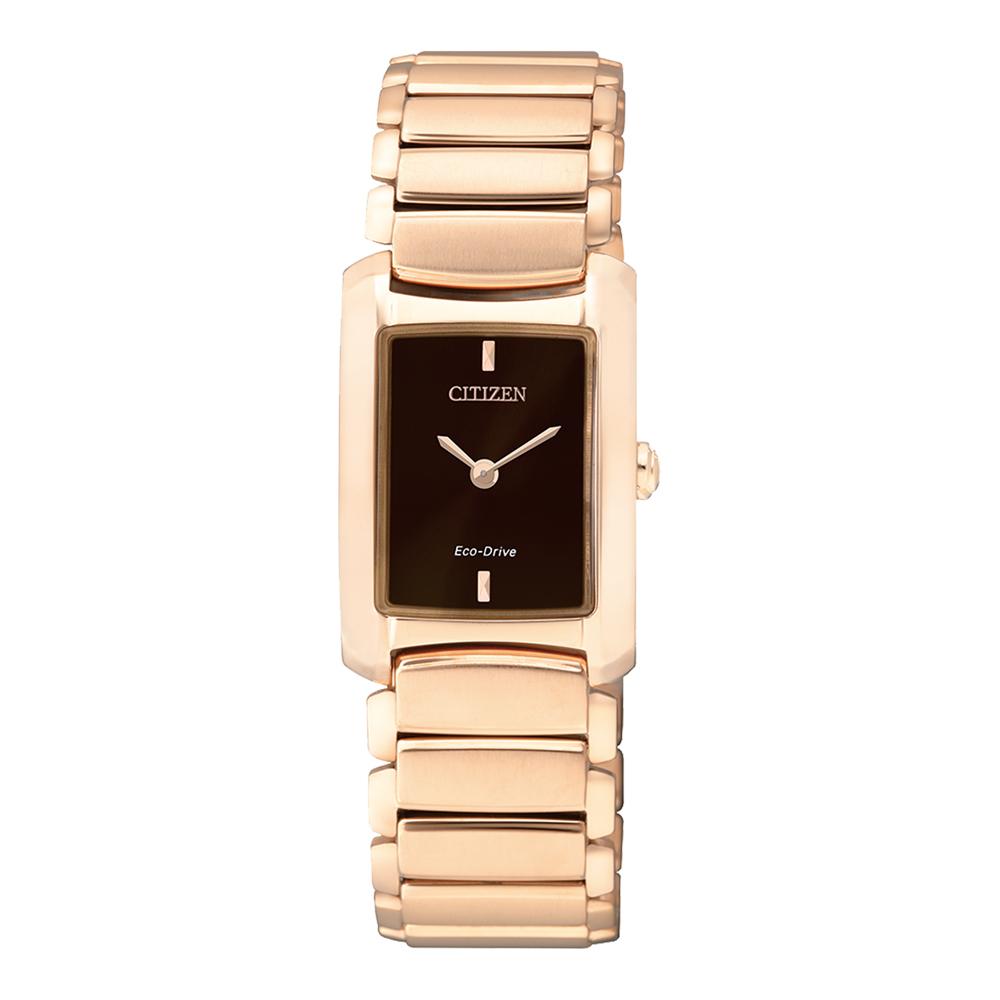 Citizen Rose Gold Steel Bracelet Ladies Eco-Drive Watch - EG2976-57W