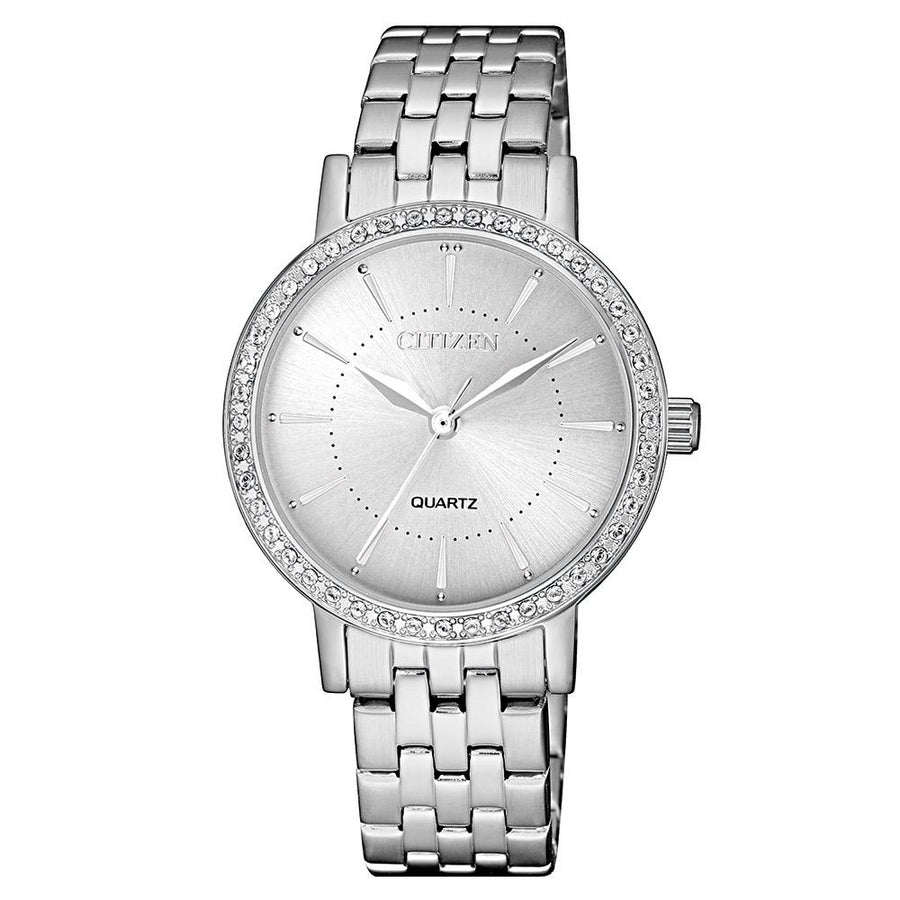 Citizen Ladies White & Silver Stainless Steel Quartz Watch - EL3040-80A