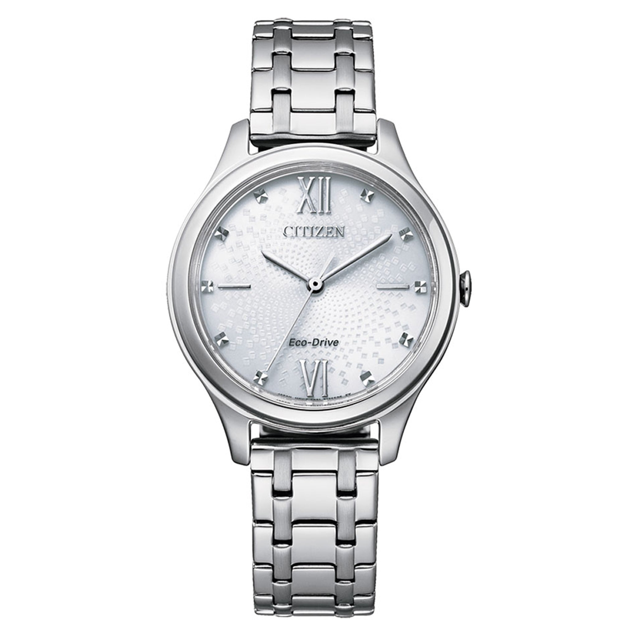 Citizen Eco-Drive Silver Steel White Dial Solar Women's Watch - EM0500-73A
