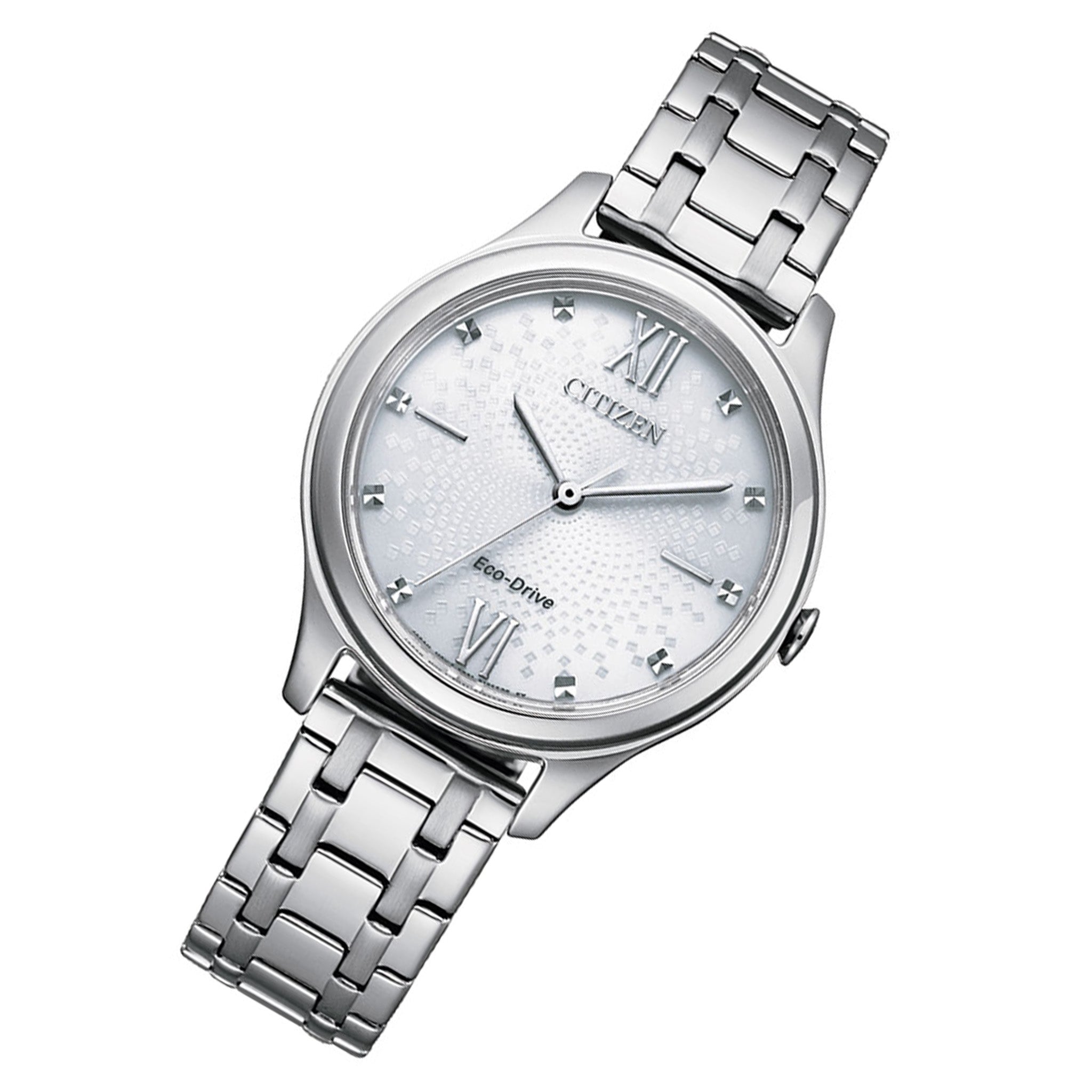 Citizen Eco-Drive Silver Steel White Dial Solar Women's Watch - EM0500-73A