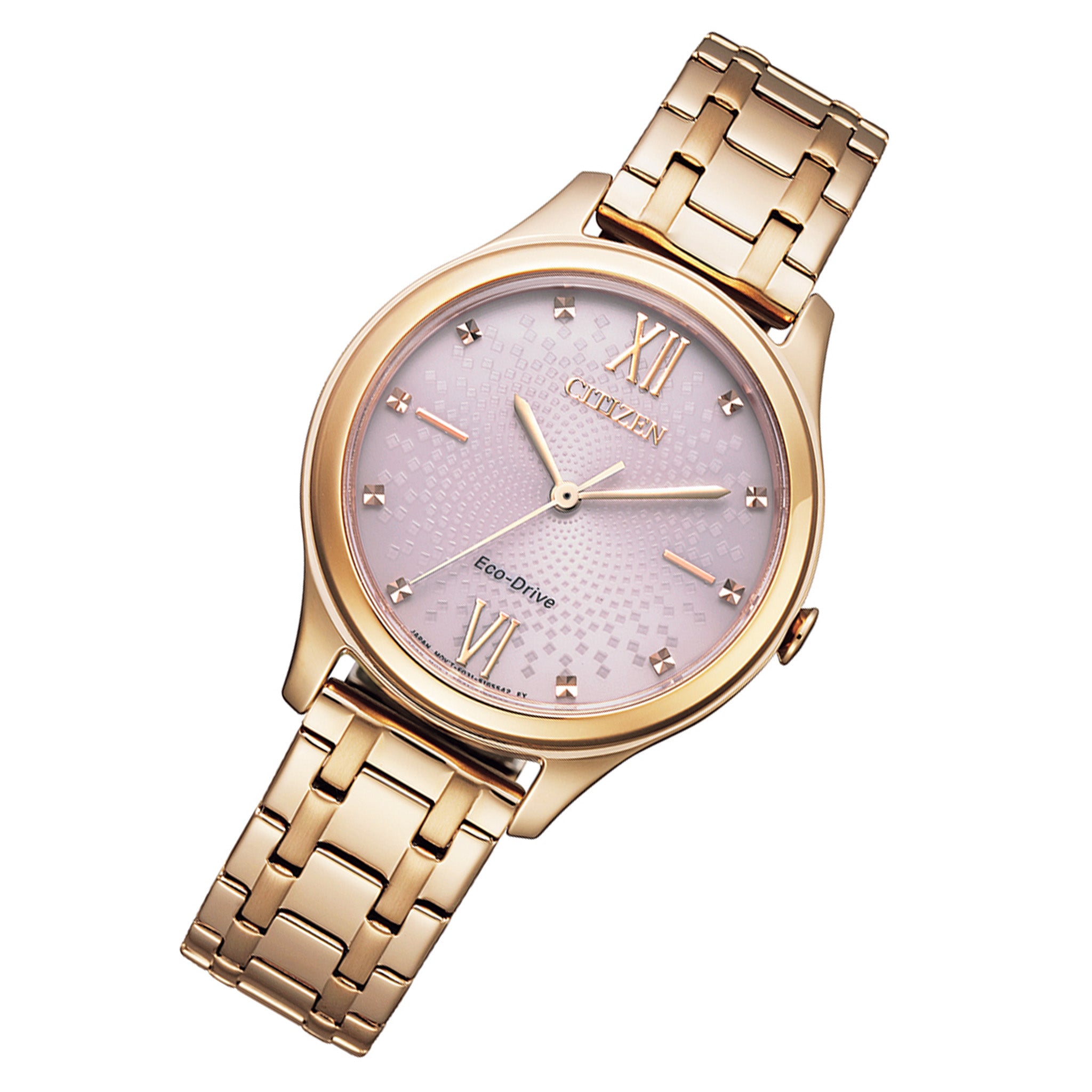 Citizen Eco-Drive Gold Steel Pink Dial Solar Women's Watch - EM0503-75X
