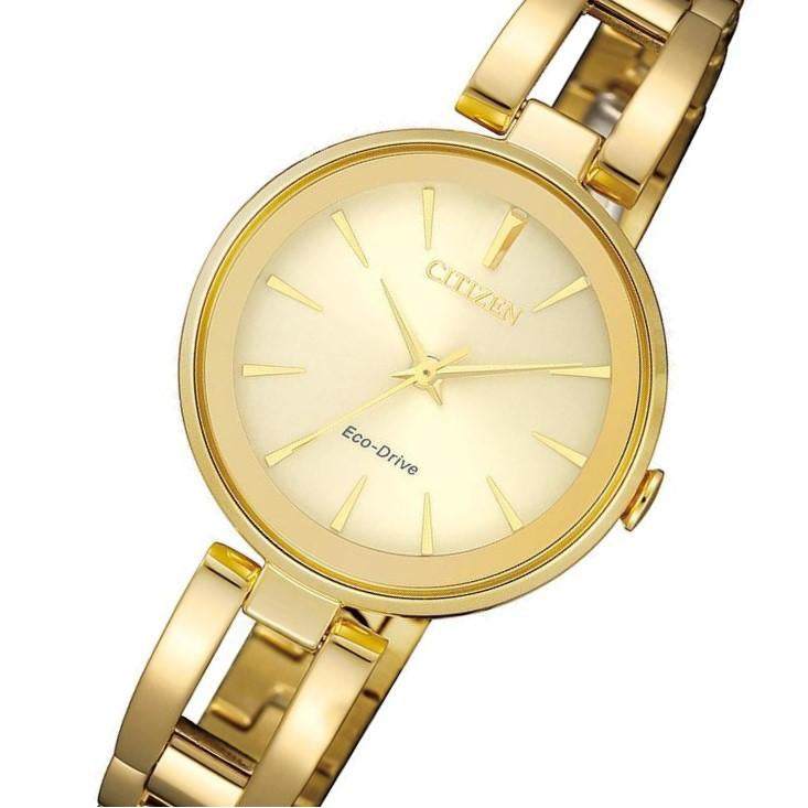 Citizen Ladies Dress Eco-Drive Gold Stainless Steel Watch - EM0632-81P