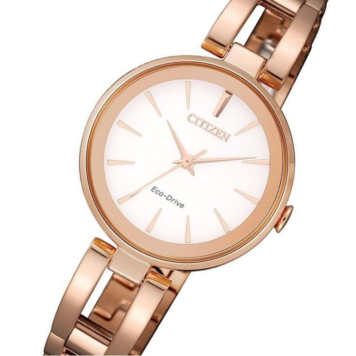 Citizen Ladies Dress Eco-Drive Rose Gold Stainless Steel Watch - EM0639-81A