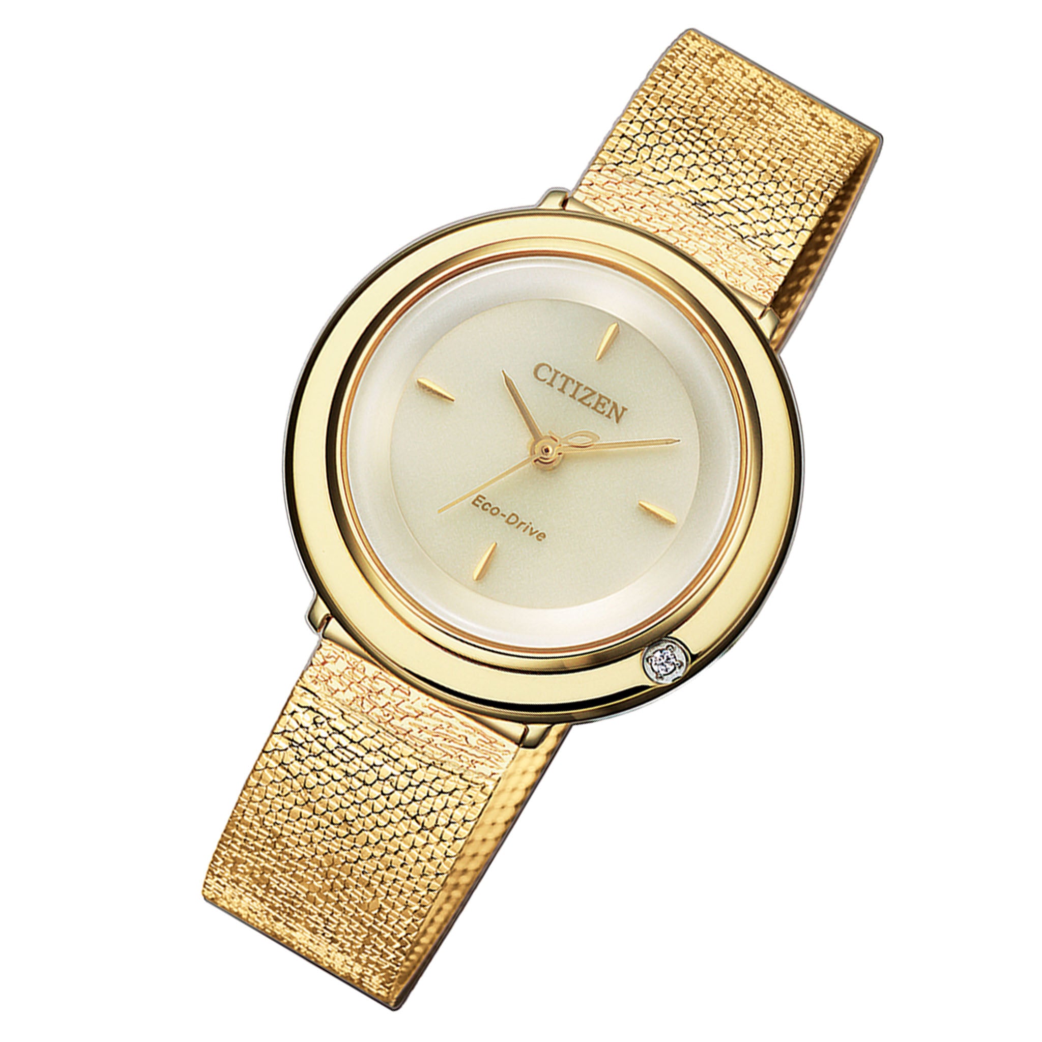 Citizen Diamond Eco-Drive Gold Mesh Solar Women's Watch - EM0642-87P