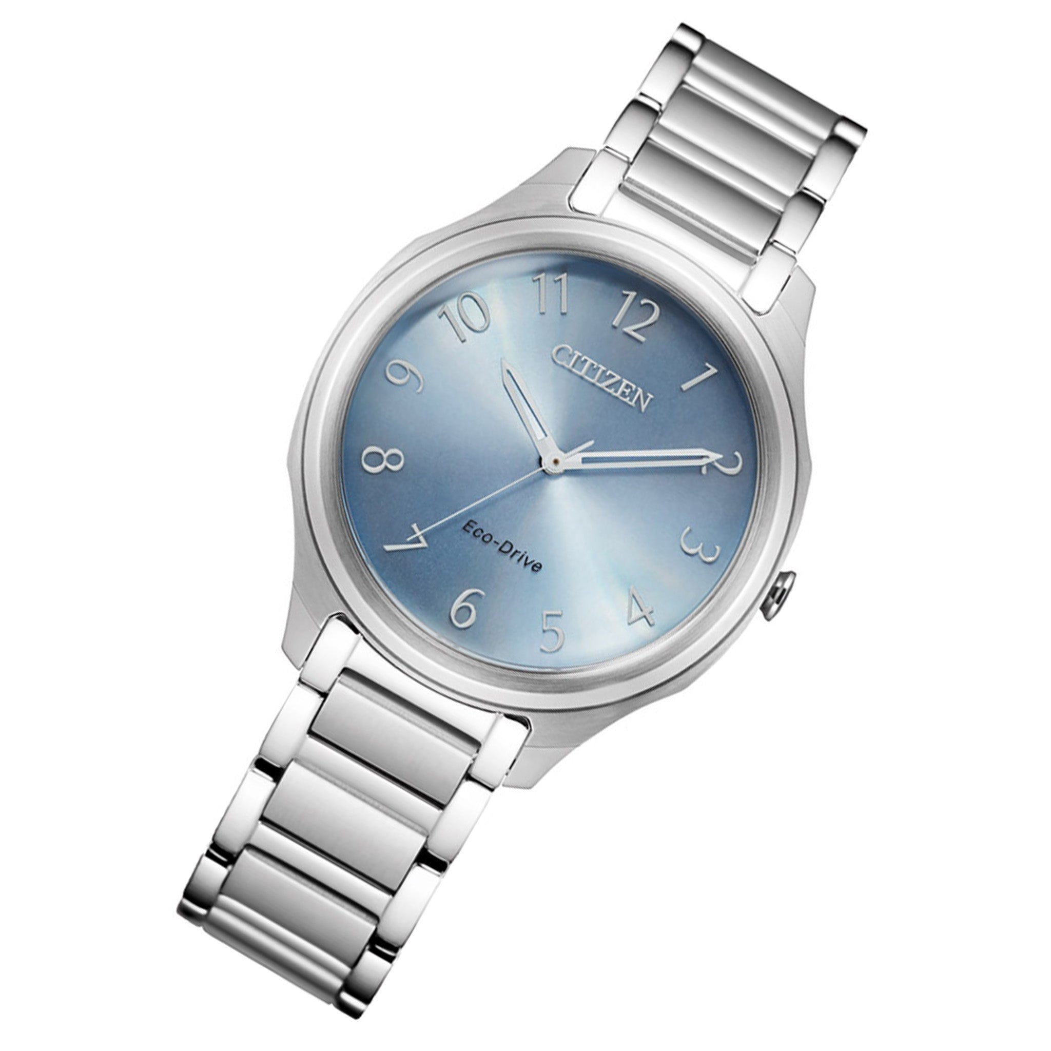 Citizen Silver Steel Eco-Drive Blue Dial Solar Women's Watch - EM0750-50L
