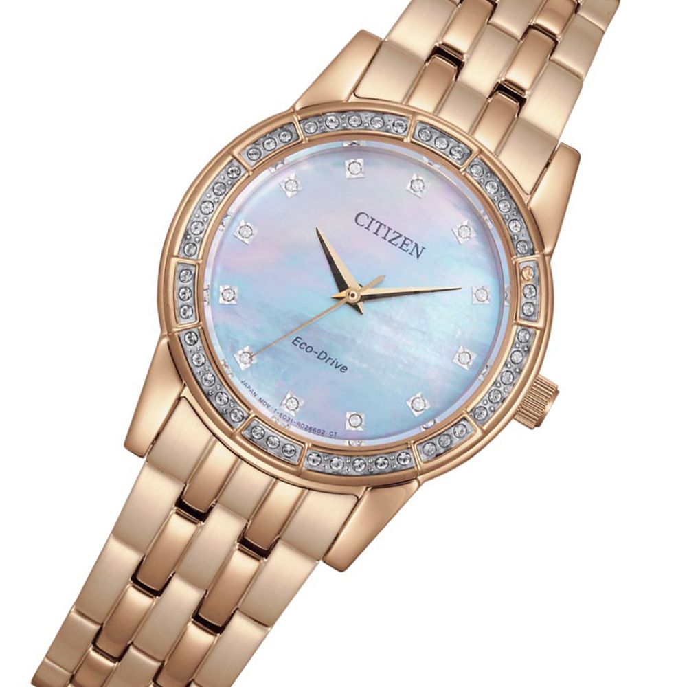 Citizen Rose Gold Steel Ladies Solar Watch - EM0773-54D