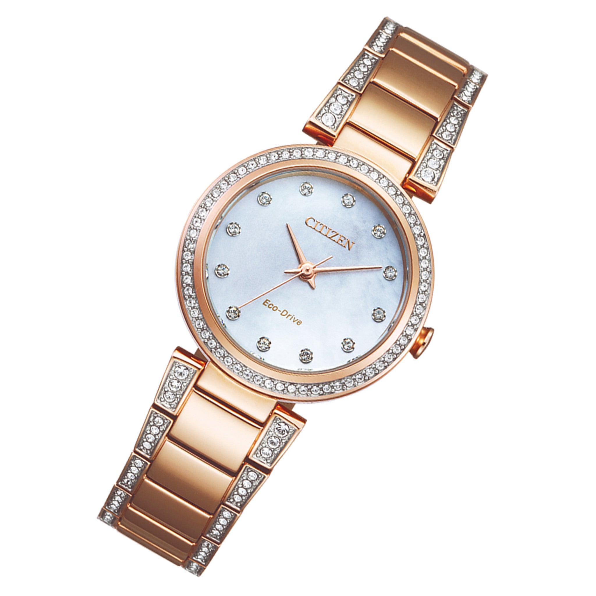 Citizen Eco-Drive Rose Gold White Dial Steel Solar Women's Watch - EM0843-51D