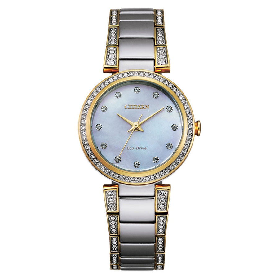 Citizen Eco-Drive Two-Tone Steel White Dial Solar Women's Watch - EM0844-58D