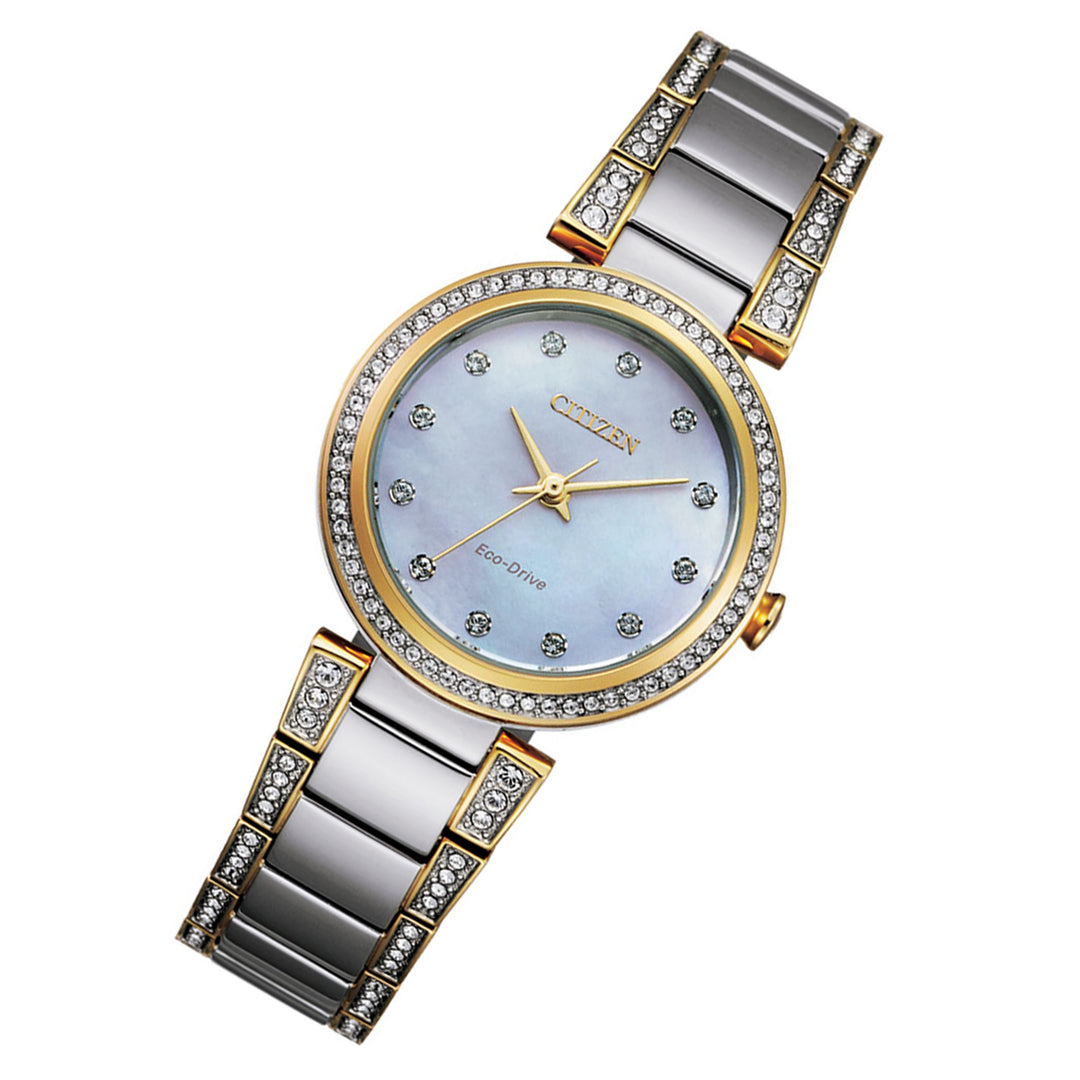 Citizen Eco-Drive Two-Tone Steel White Dial Solar Women's Watch - EM0844-58D