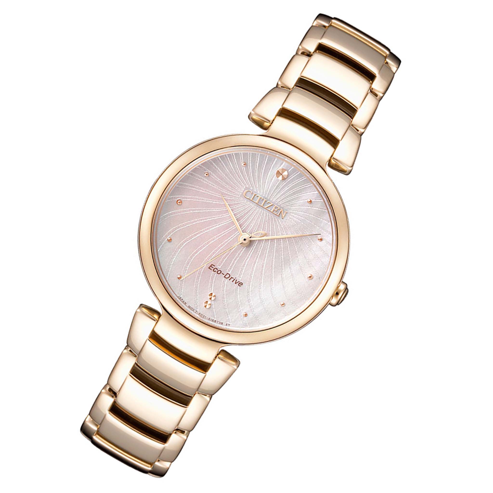 Citizen Eco-Drive Steel Rose Gold Beige Dial Steel Solar Women's Watch - EM0853-81Y
