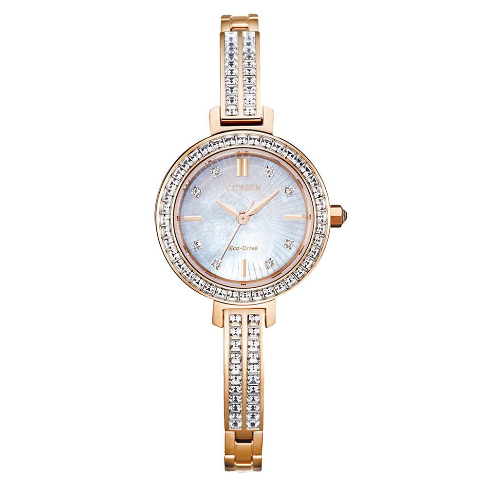 Citizen Dress Pink Gold Stainless Steel Eco-Drive Women's Watch - EM0863-53D
