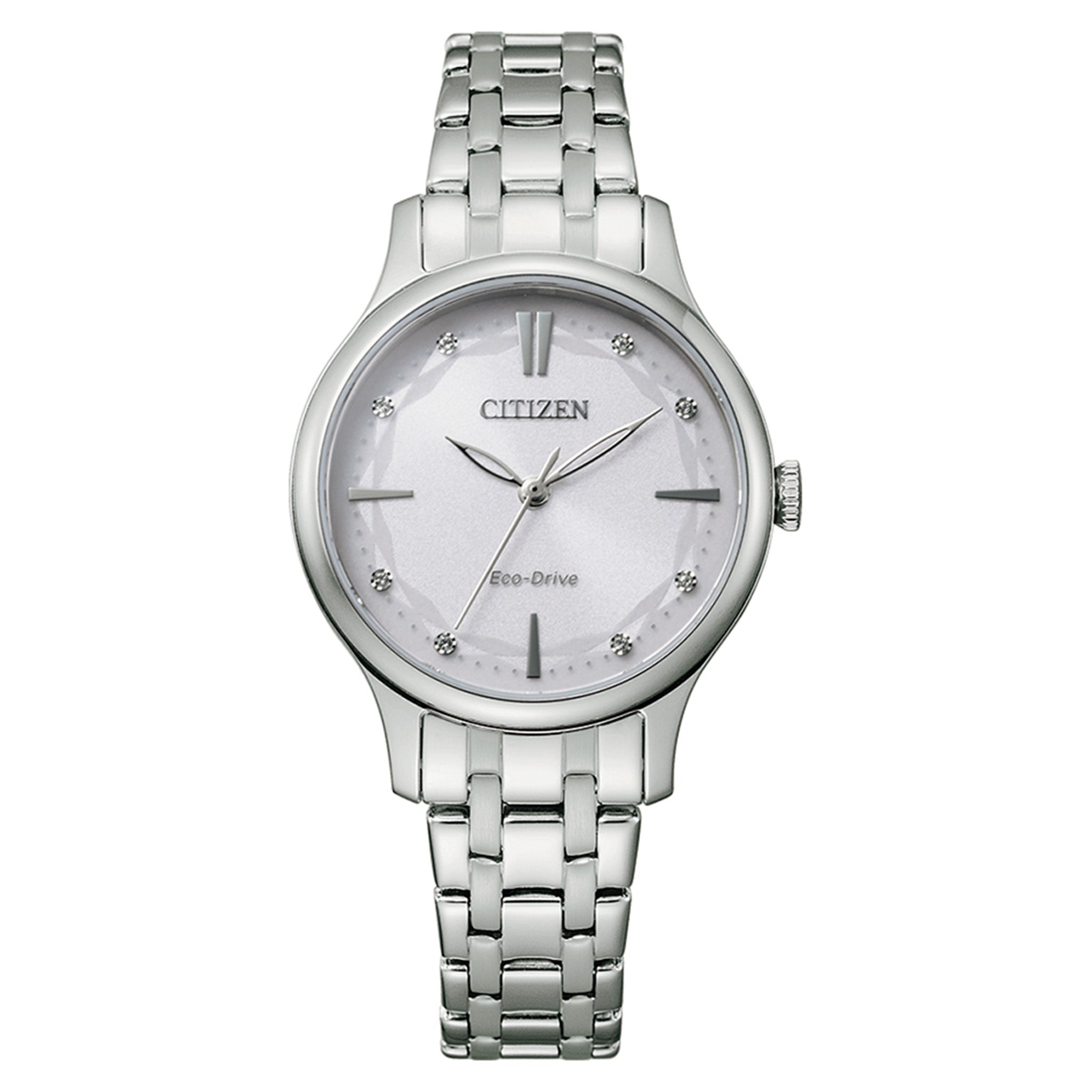 Citizen Eco-Drive Silver Steel Solar White Dial Women's Watch - EM0890-85A