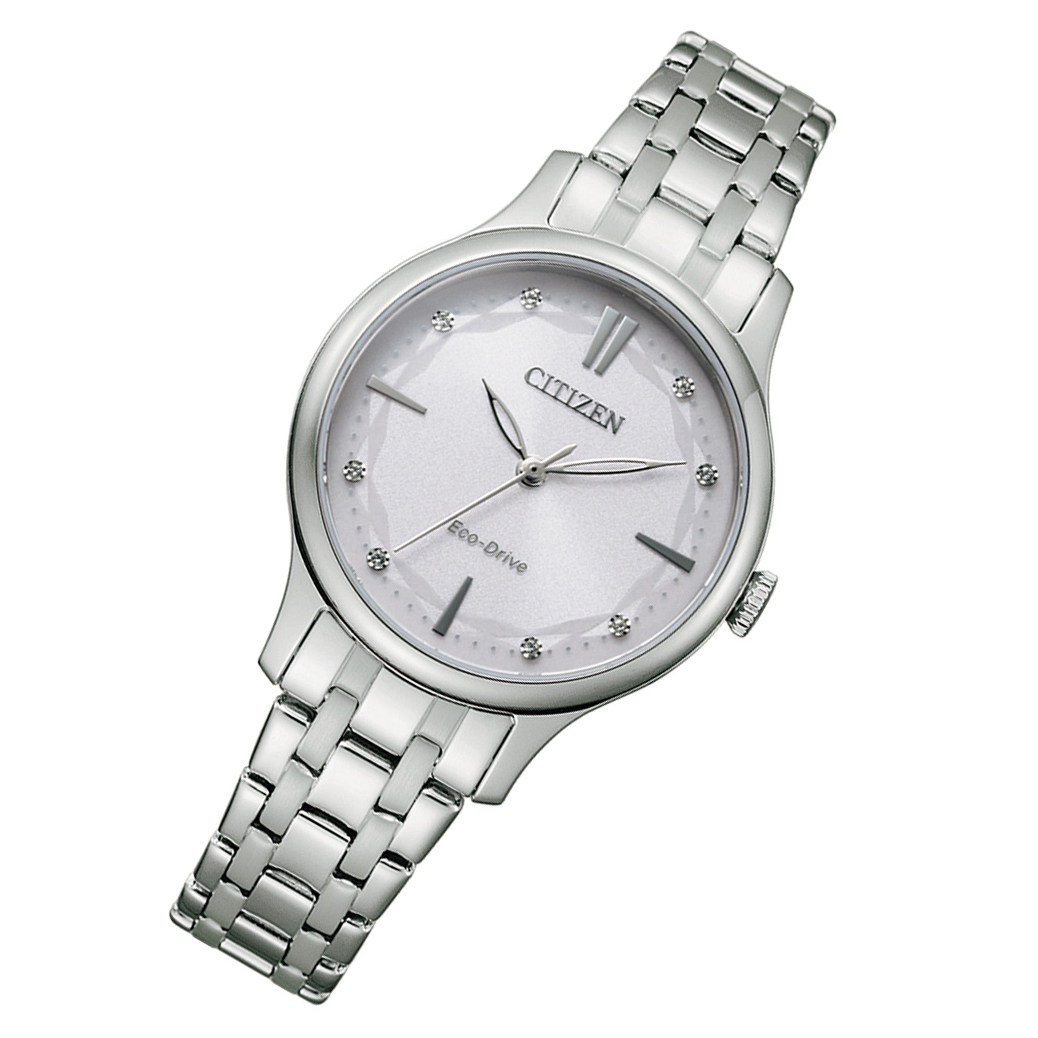 Citizen Eco-Drive Silver Steel Solar White Dial Women's Watch - EM0890-85A