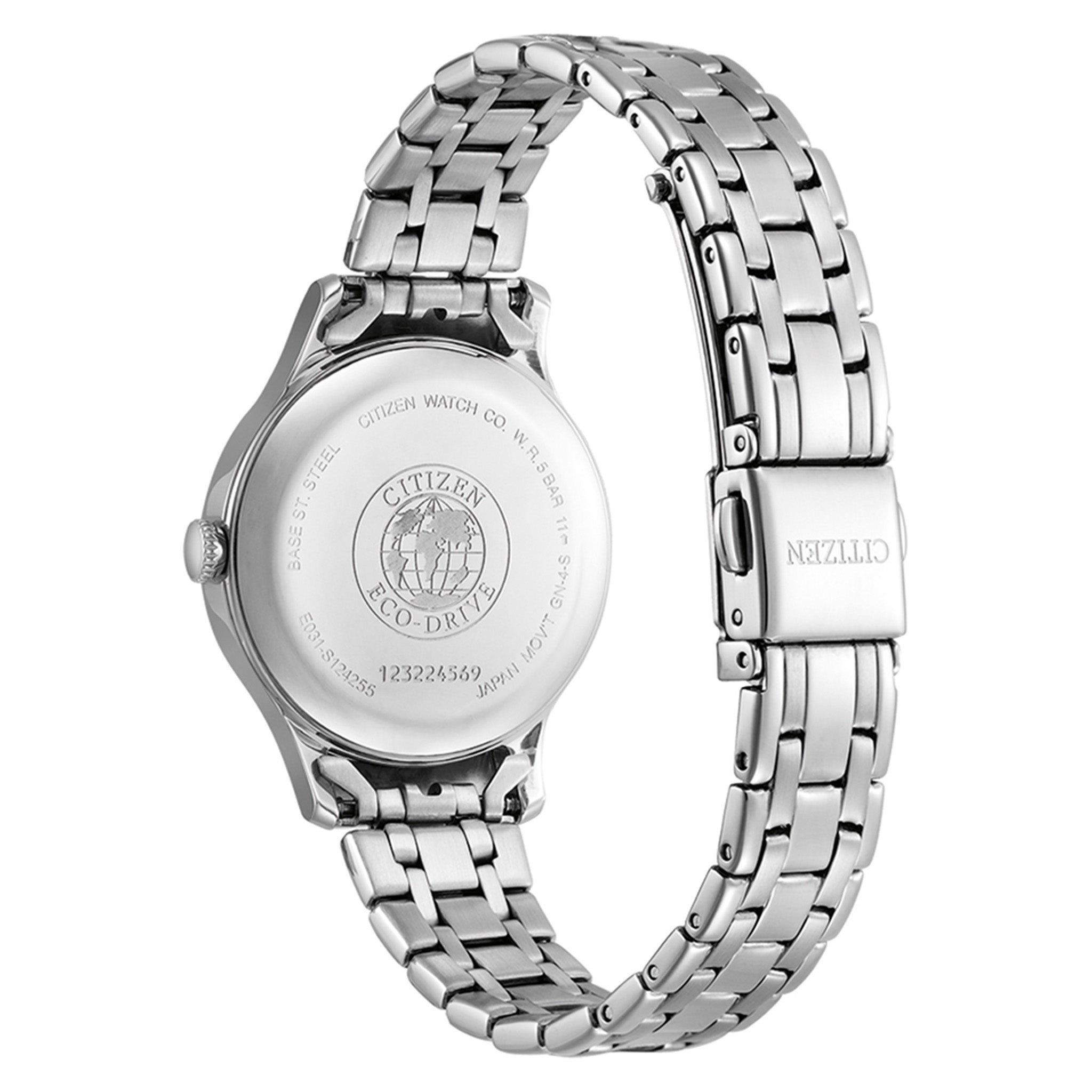 Citizen Eco-Drive Silver Steel Solar White Dial Women's Watch - EM0890-85A