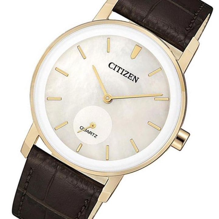 Citizen Brown Leather Quartz Women's Watch - EQ9063-04D