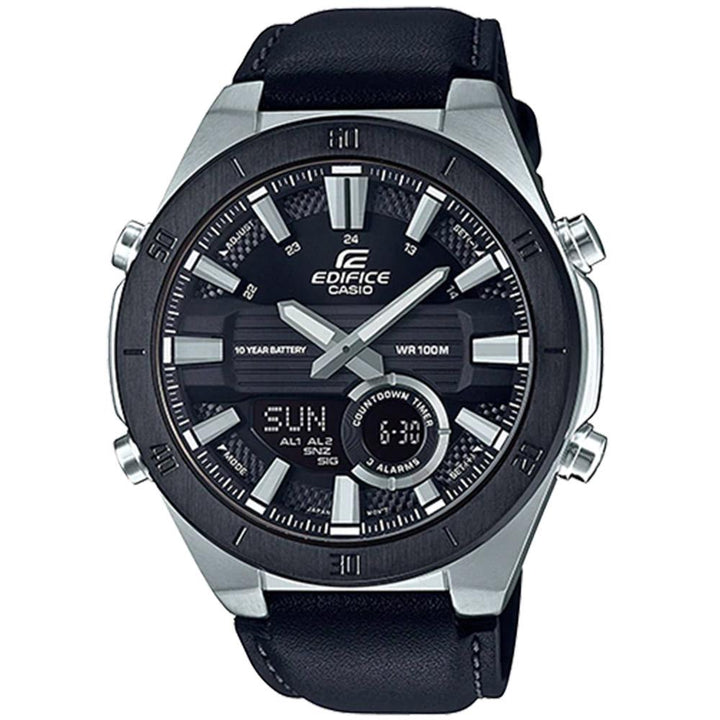 Edifice Black Leather Chronograph Men's Watch - ERA110BL-1A